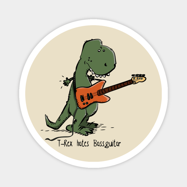 T-Rex hates Bassguitar Magnet by schlag.art